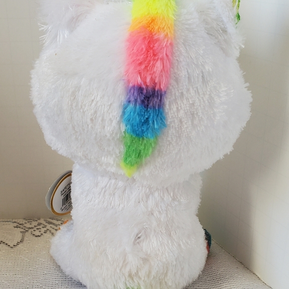 TY Beanie Boos Pixy White Rainbow Unicorn Glitter Eyes 6" Plush Stuffed Animal - Picture 4 of 8